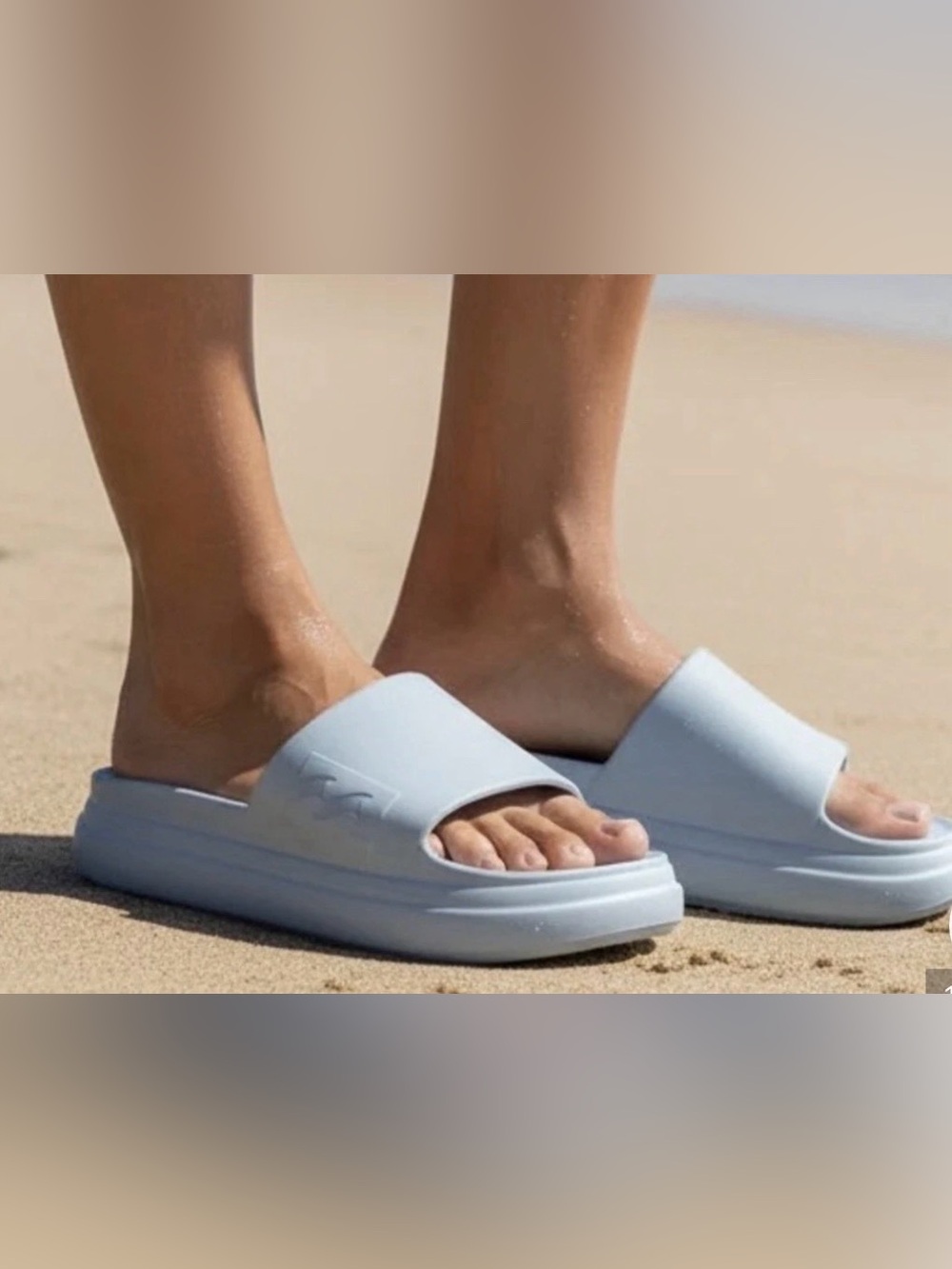 Billabong Cloud Light Blue Platform Slide Sandals size 7 EUC